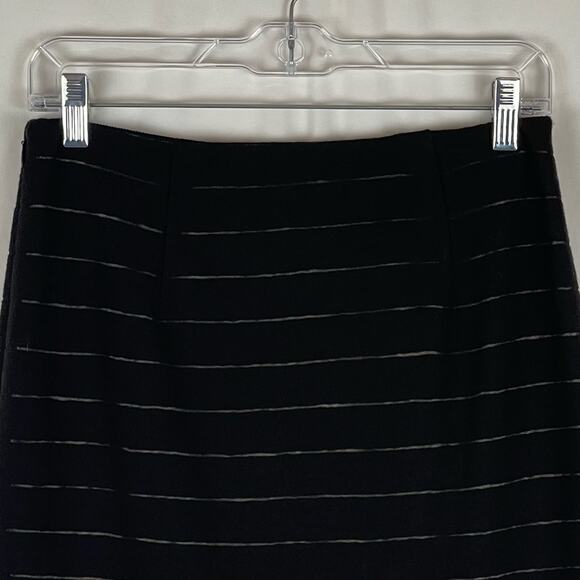Worth Black Striped Wool Blend Career Office Academia Pencil Skirt NWOT Size 0 - Picture 5 of 11